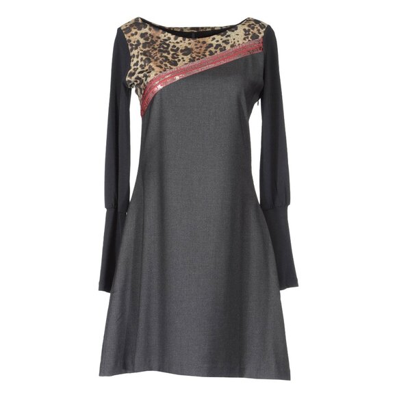 SAVE THE QUEEN DRESS LONG SLEEVE GRAY WITH ANIMAL PRINT ACCENT sz S / SMALL - Picture 6 of 8